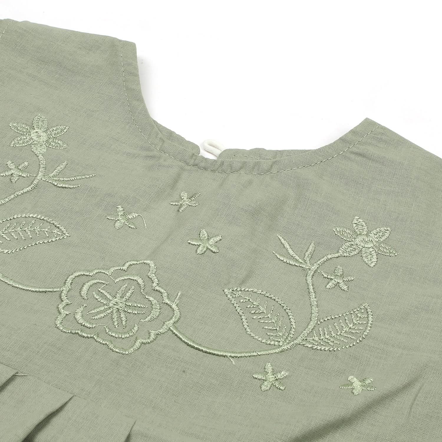 Girls Embroidered Frock - Green, Girls Frocks, Chase Value, Chase Value