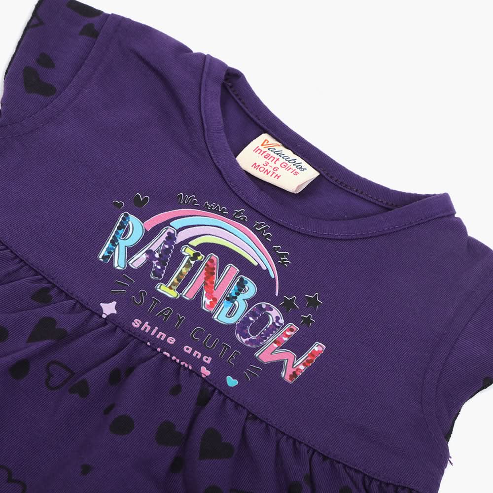Newborn Girls Half Sleeves Frock - Purple, Newborn Girls Frocks, Chase Value, Chase Value