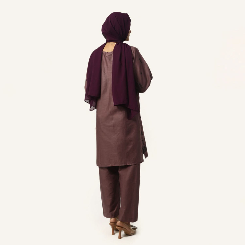 Women's Cotton Embroidered 2Pcs Suit - Purple, Women Shalwar Suits, Chase Value, Chase Value