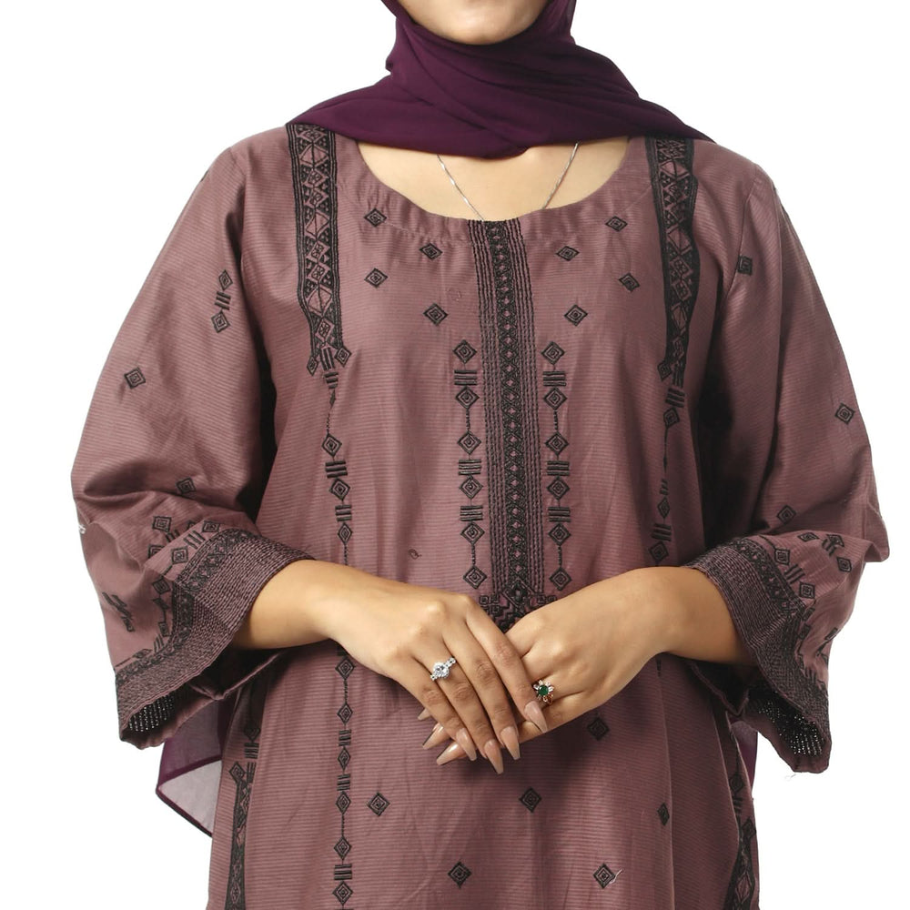 Women's Cotton Embroidered 2Pcs Suit - Purple, Women Shalwar Suits, Chase Value, Chase Value