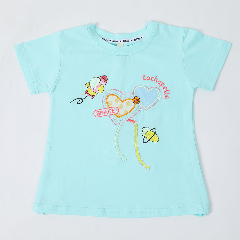 Girls Half Sleeves T-Shirt - Sky Blue, Girls T-Shirts, Chase Value, Chase Value