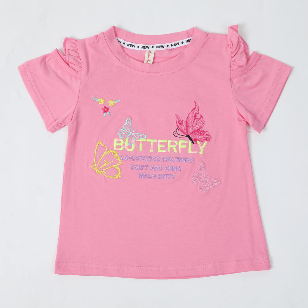 Girls Half Sleeves T-Shirt - Pink, Girls T-Shirts, Chase Value, Chase Value