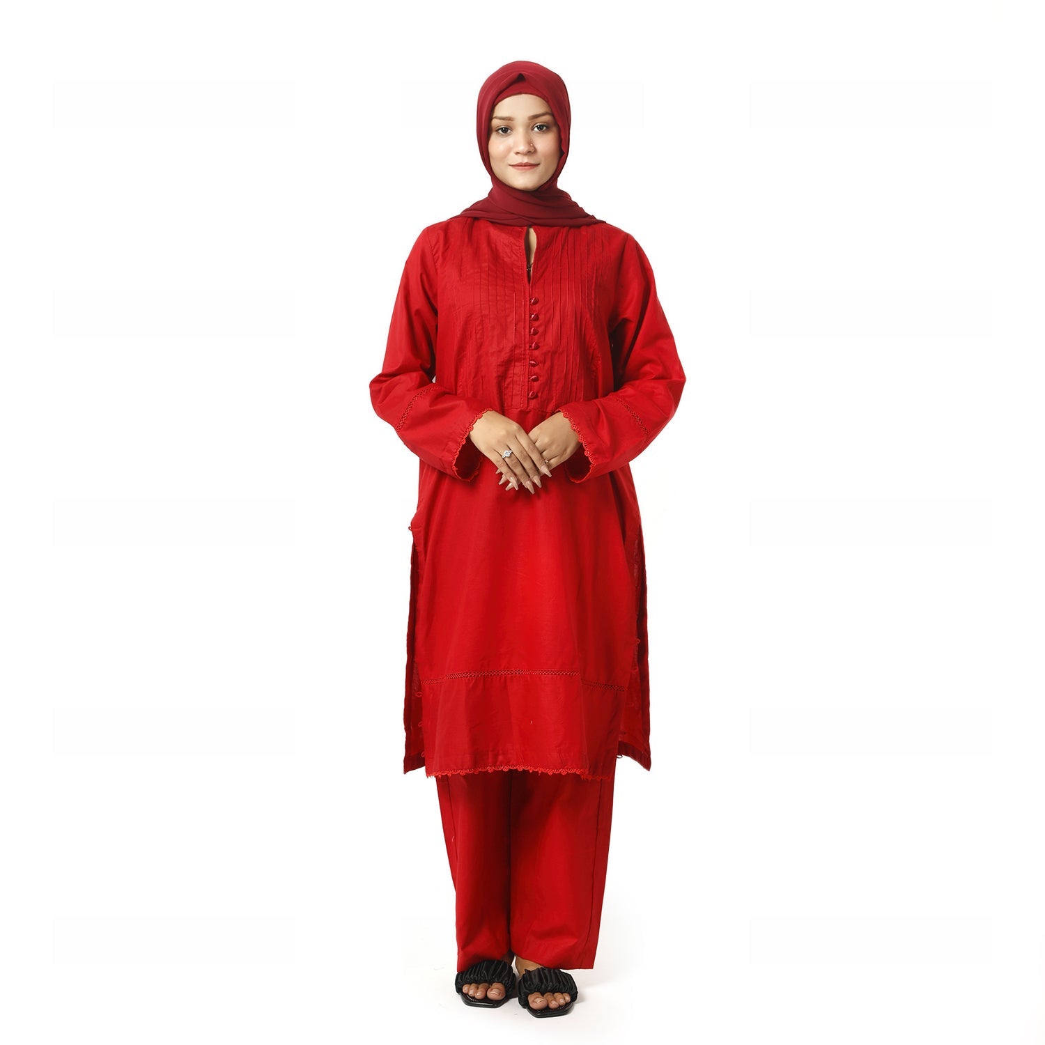 Women's Fancy 2Pcs Suit - Red, Women Shalwar Suits, Chase Value, Chase Value