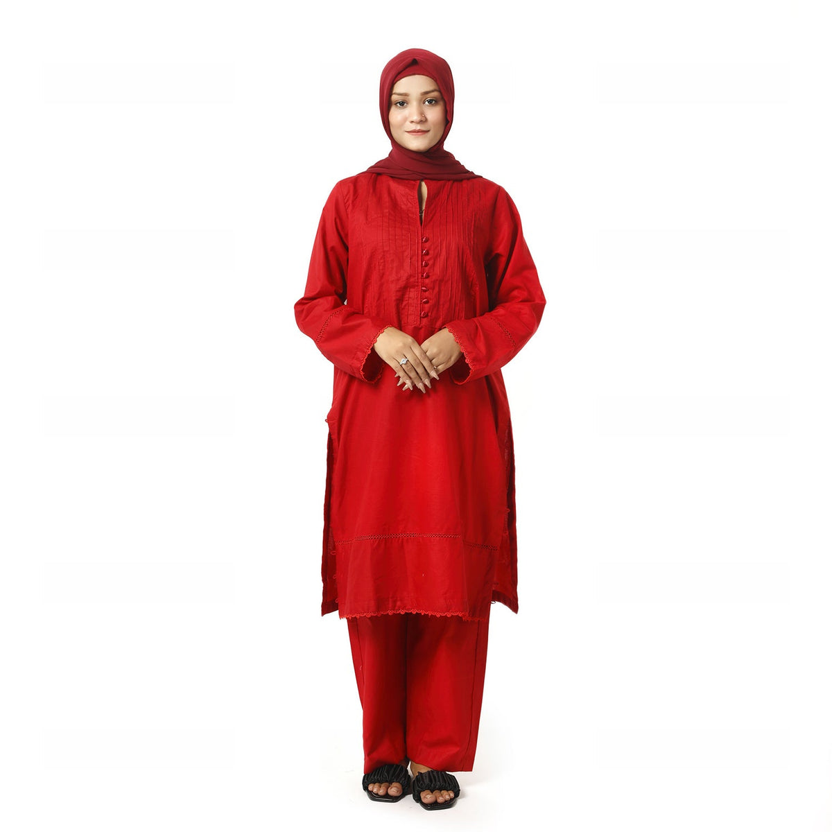 Women's Fancy 2Pcs Suit - Red, Women Shalwar Suits, Chase Value, Chase Value