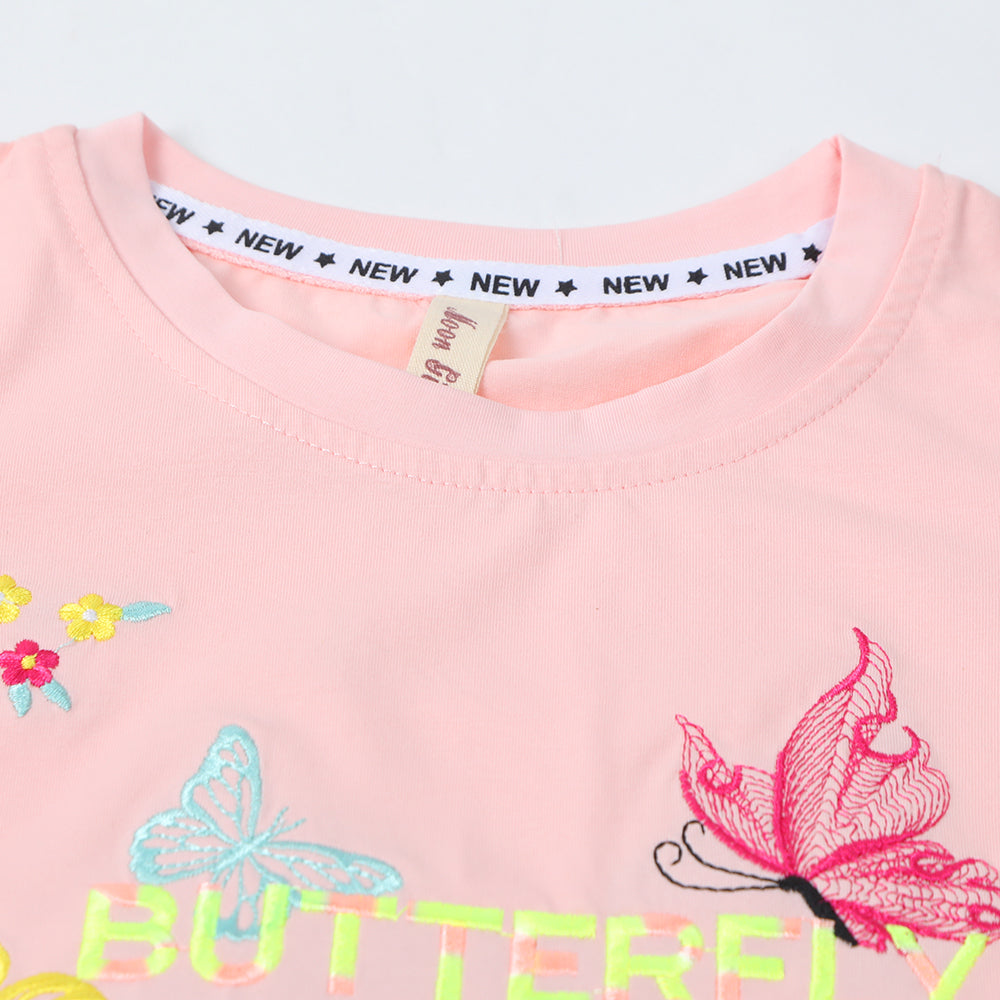 Girls Half Sleeves T-Shirt - Baby Pink, Girls T-Shirts, Chase Value, Chase Value