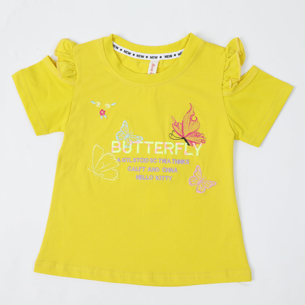 Girls Half Sleeves T-Shirt - Yellow, Girls T-Shirts, Chase Value, Chase Value