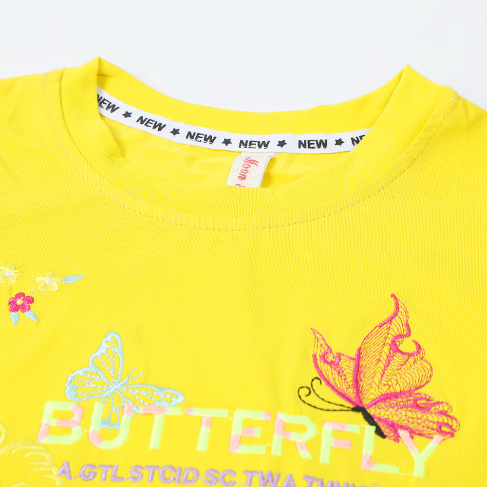 Girls Half Sleeves T-Shirt - Yellow, Girls T-Shirts, Chase Value, Chase Value
