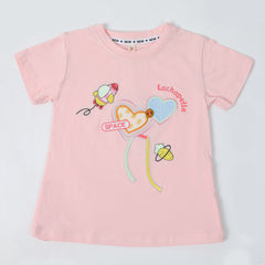 Girls Half Sleeves T-Shirt - Baby Pink, Girls T-Shirts, Chase Value, Chase Value
