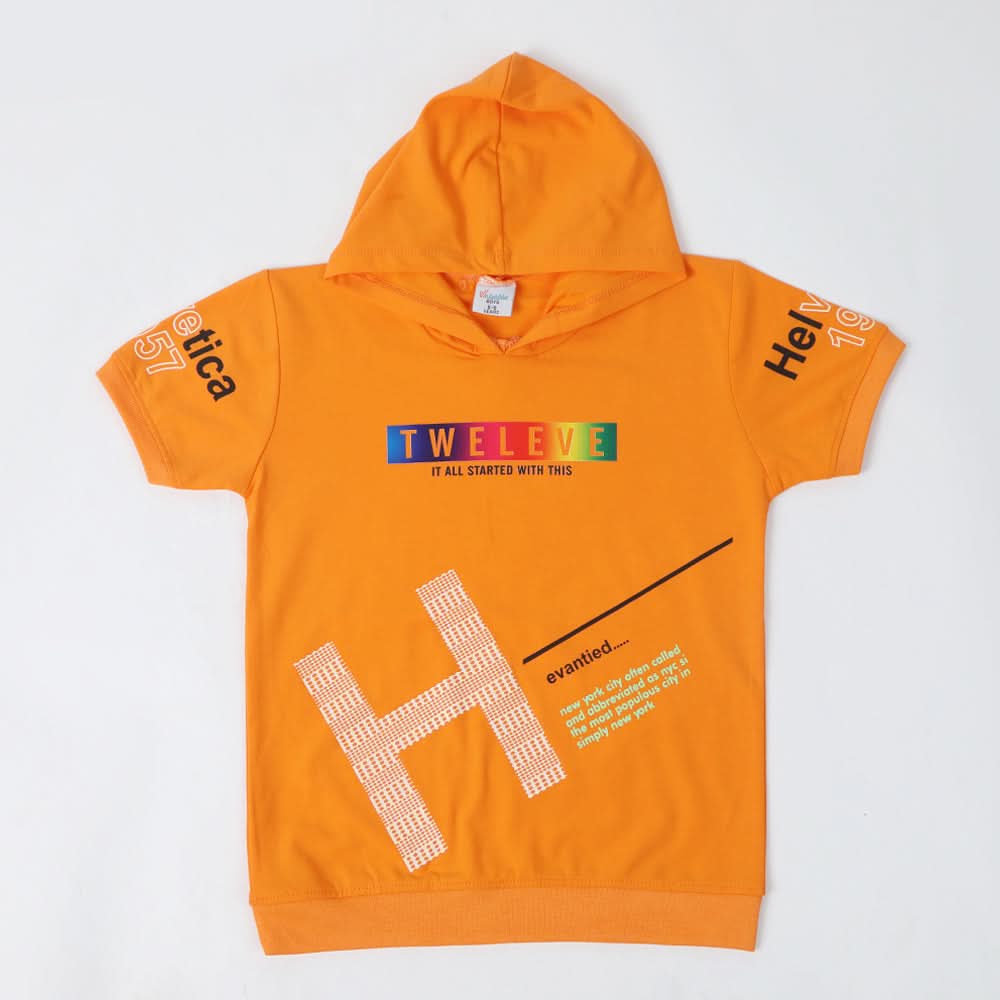 Boys Hooded T-Shirt - Orange, Boys T-Shirts, Chase Value, Chase Value