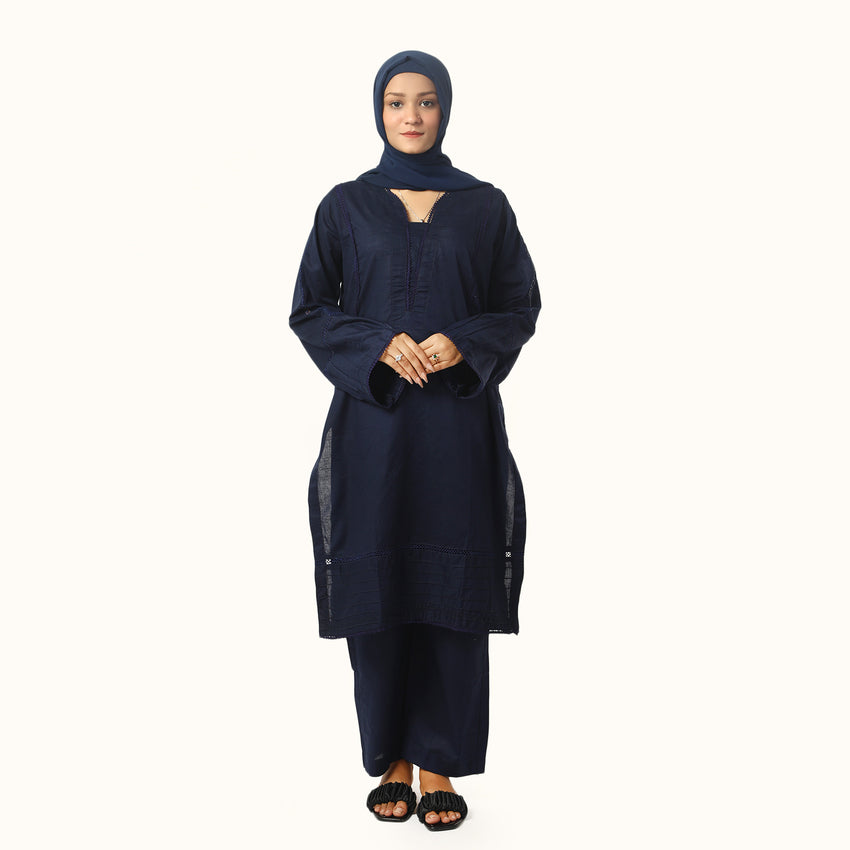 Women's Fancy 2Pcs Suit - Navy Blue