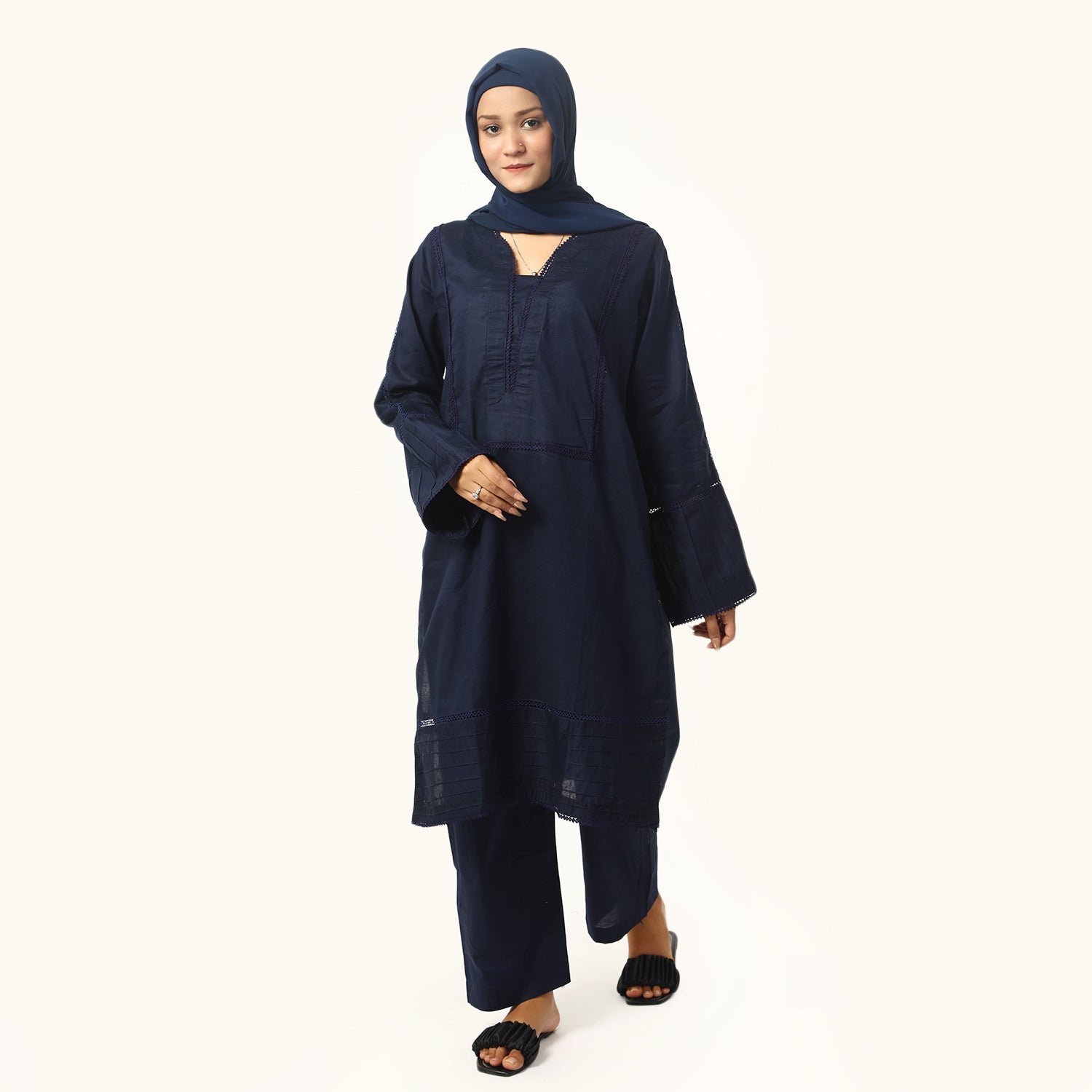 Women's Fancy 2Pcs Suit - Navy Blue, Women Shalwar Suits, Chase Value, Chase Value