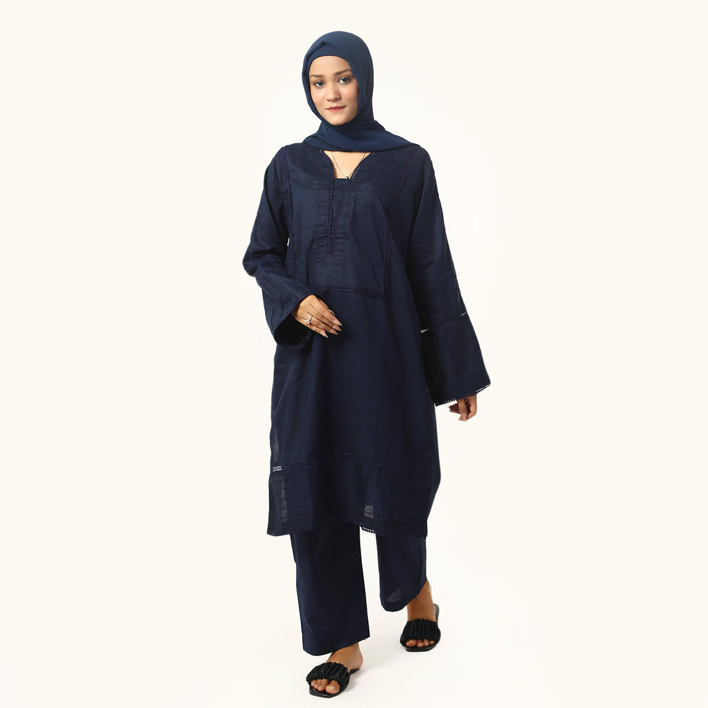 Women's Fancy 2Pcs Suit - Navy Blue, Women Shalwar Suits, Chase Value, Chase Value