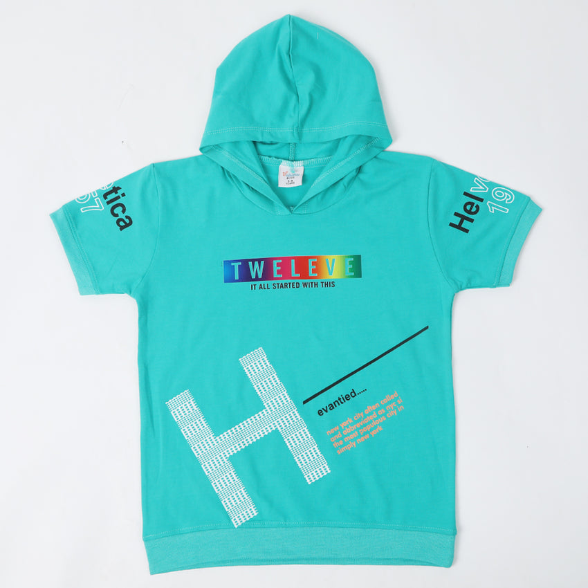Boys Hooded T-Shirt - Cyan, Boys T-Shirts, Chase Value, Chase Value