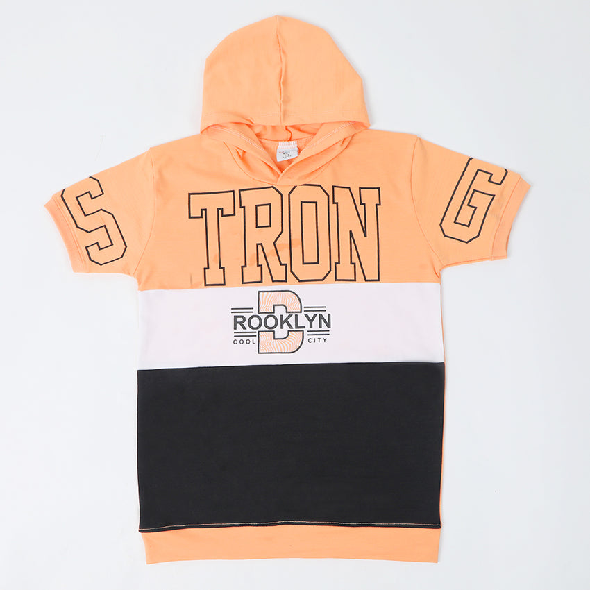 Boys Hooded T-Shirt - Peach, Boys T-Shirts, Chase Value, Chase Value