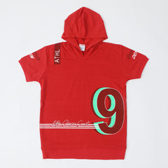 Boys Hooded T-Shirt - Red, Boys T-Shirts, Chase Value, Chase Value