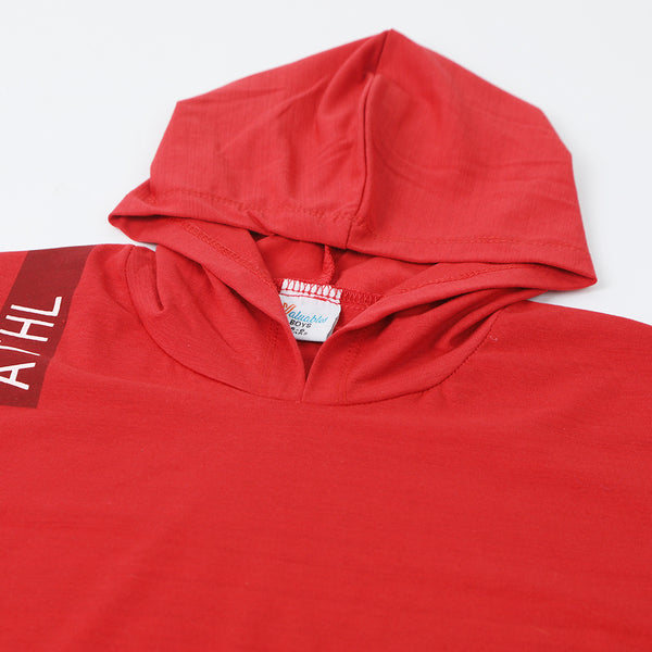 Boys Hooded T-Shirt - Red