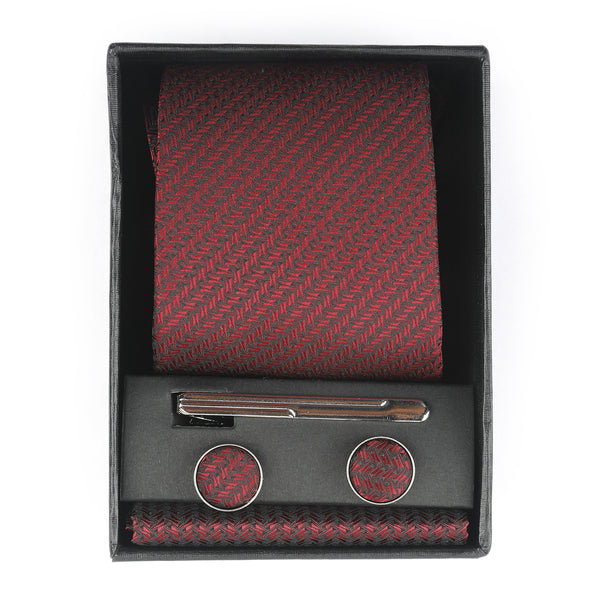 Men's Neck Tie Box With Pin - Maroon