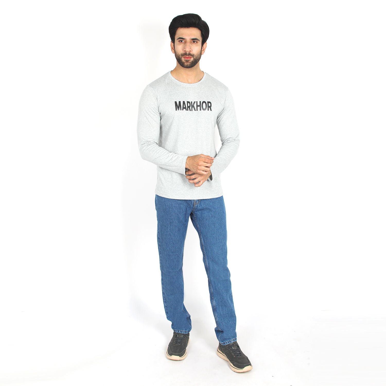 Valuable Men's Full Sleeves T-Shirt - Grey, Men's T-Shirts & Polos, Chase Value, Chase Value