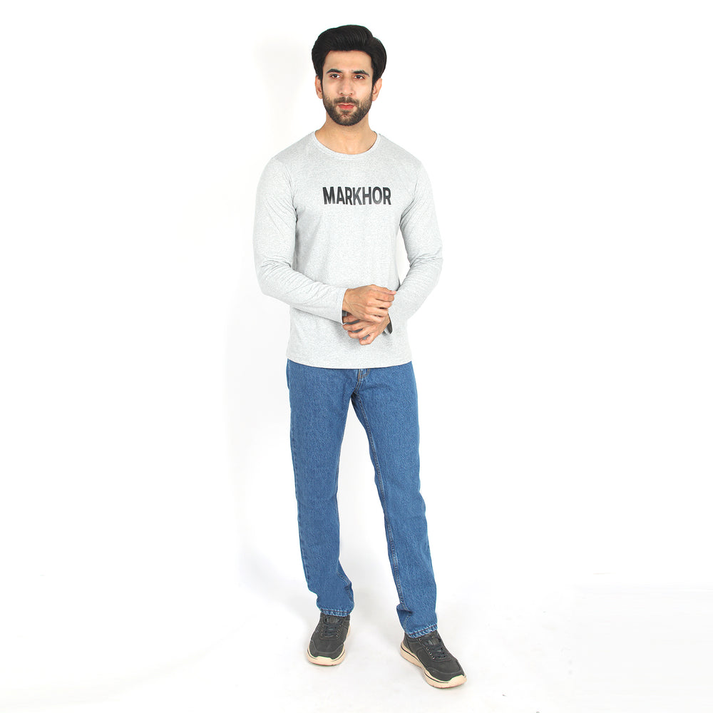 Valuable Men's Full Sleeves T-Shirt - Grey, Men's T-Shirts & Polos, Chase Value, Chase Value