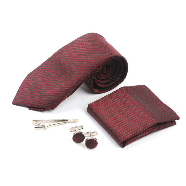 Men's Neck Tie Box With Pin - Maroon