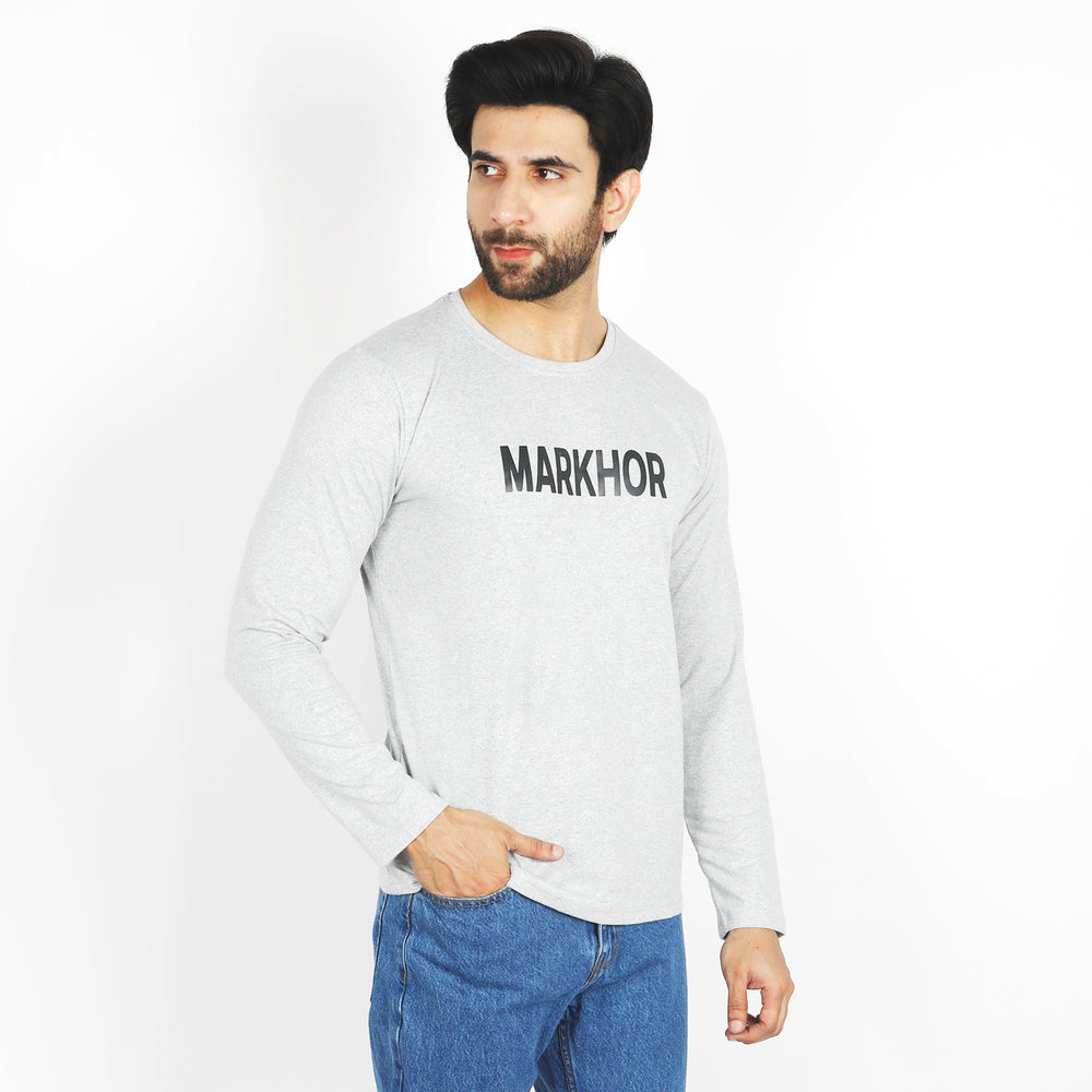 Valuable Men's Full Sleeves T-Shirt - Grey, Men's T-Shirts & Polos, Chase Value, Chase Value