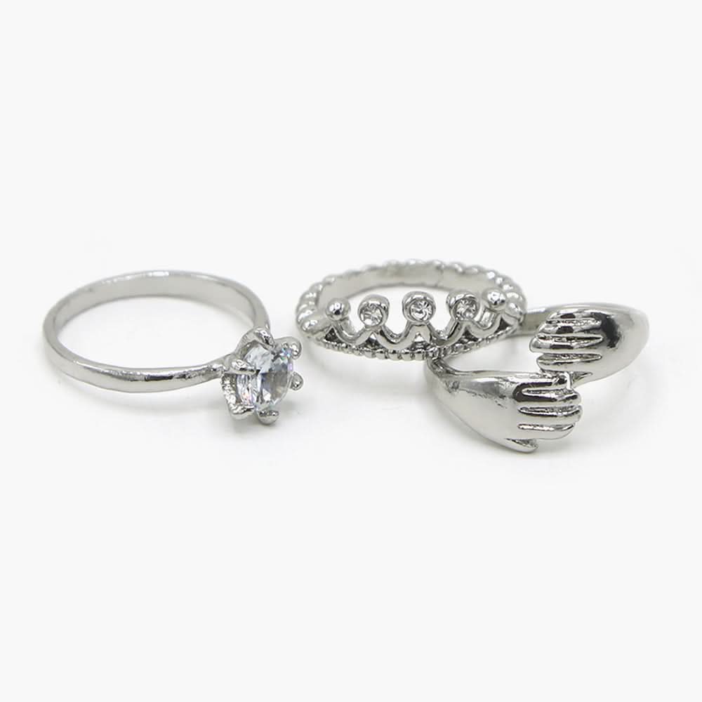 Women's Ring Pack of 3 - Silver, Women Finger Rings, Chase Value, Chase Value