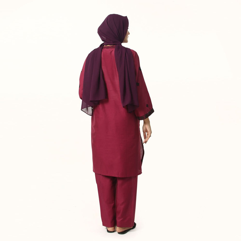 Women's Cotton Embroidered 2Pcs Suit - Purple, Women Shalwar Suits, Chase Value, Chase Value