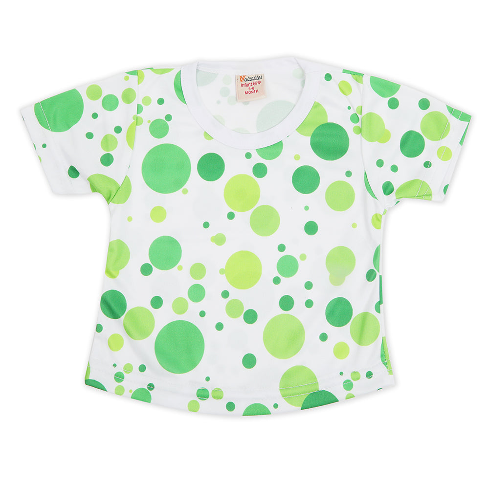 Valuables Newborn Girls Independence Day T-Shirt - White & Green, Newborn Girls T-Shirts, Chase Value, Chase Value