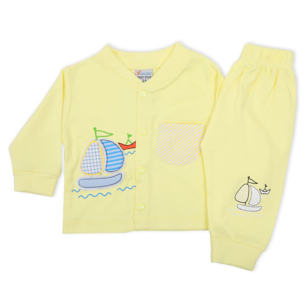 Newborn Boys Full Sleeves 2pcs Suit - Yellow, Newborn Boys Sets & Suits, Chase Value, Chase Value