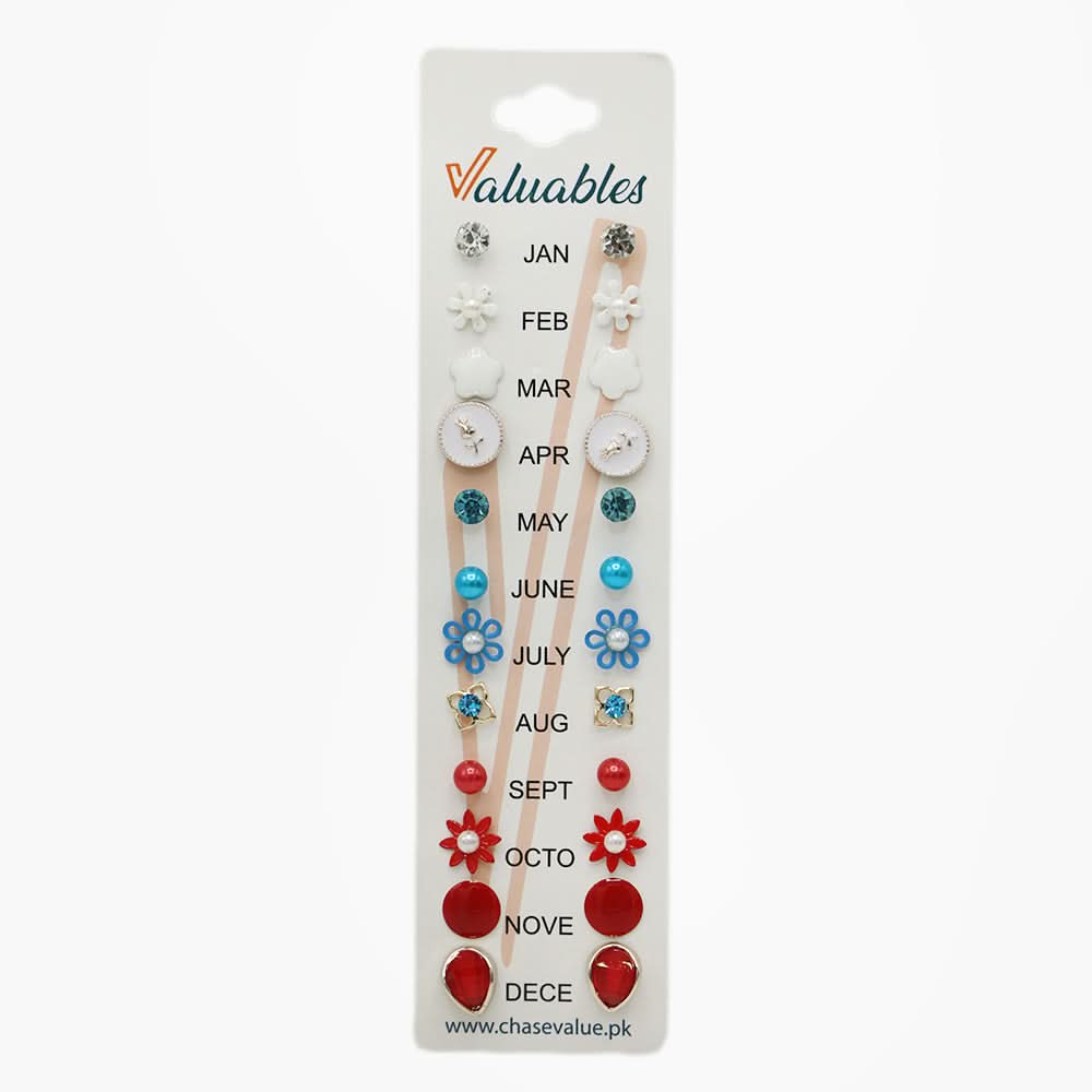 Girls Top Card Pack of 12 - Multi Color, Girls Earrings & Tops, Chase Value, Chase Value