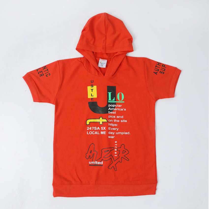 Boys Hooded T-Shirt - Red, Boys T-Shirts, Chase Value, Chase Value