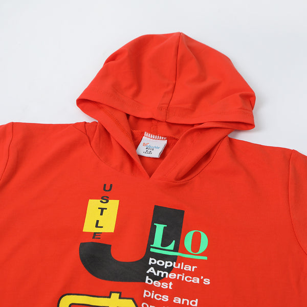 Boys Hooded T-Shirt - Red