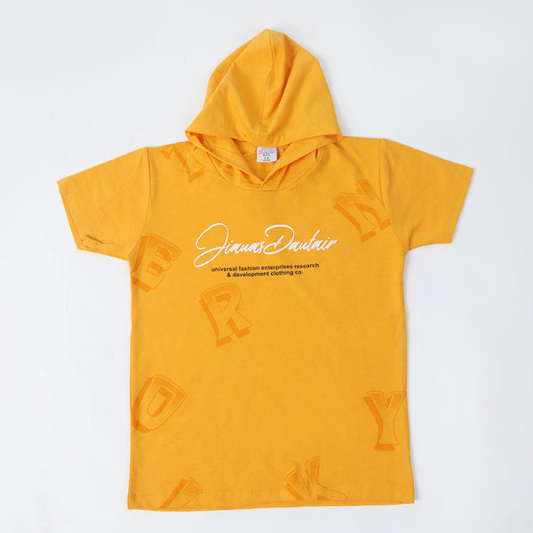 Boys Hooded T-Shirt - Mustard, Boys T-Shirts, Chase Value, Chase Value