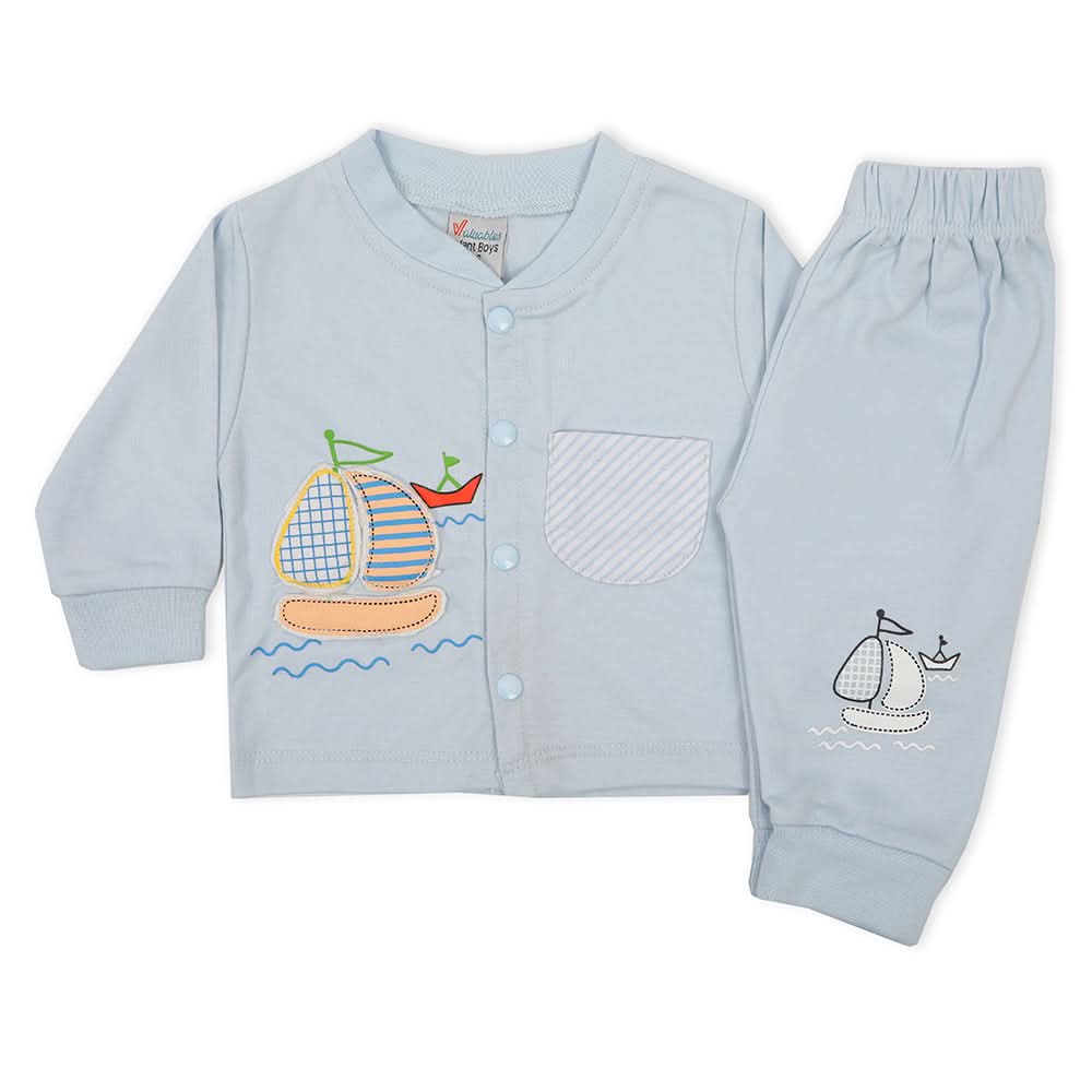 Newborn Boys Full Sleeves 2pcs Suit - Blue, Newborn Boys Sets & Suits, Chase Value, Chase Value
