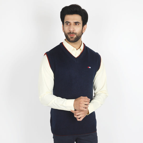 Men's Sleeveless Sweater - Navy Blue