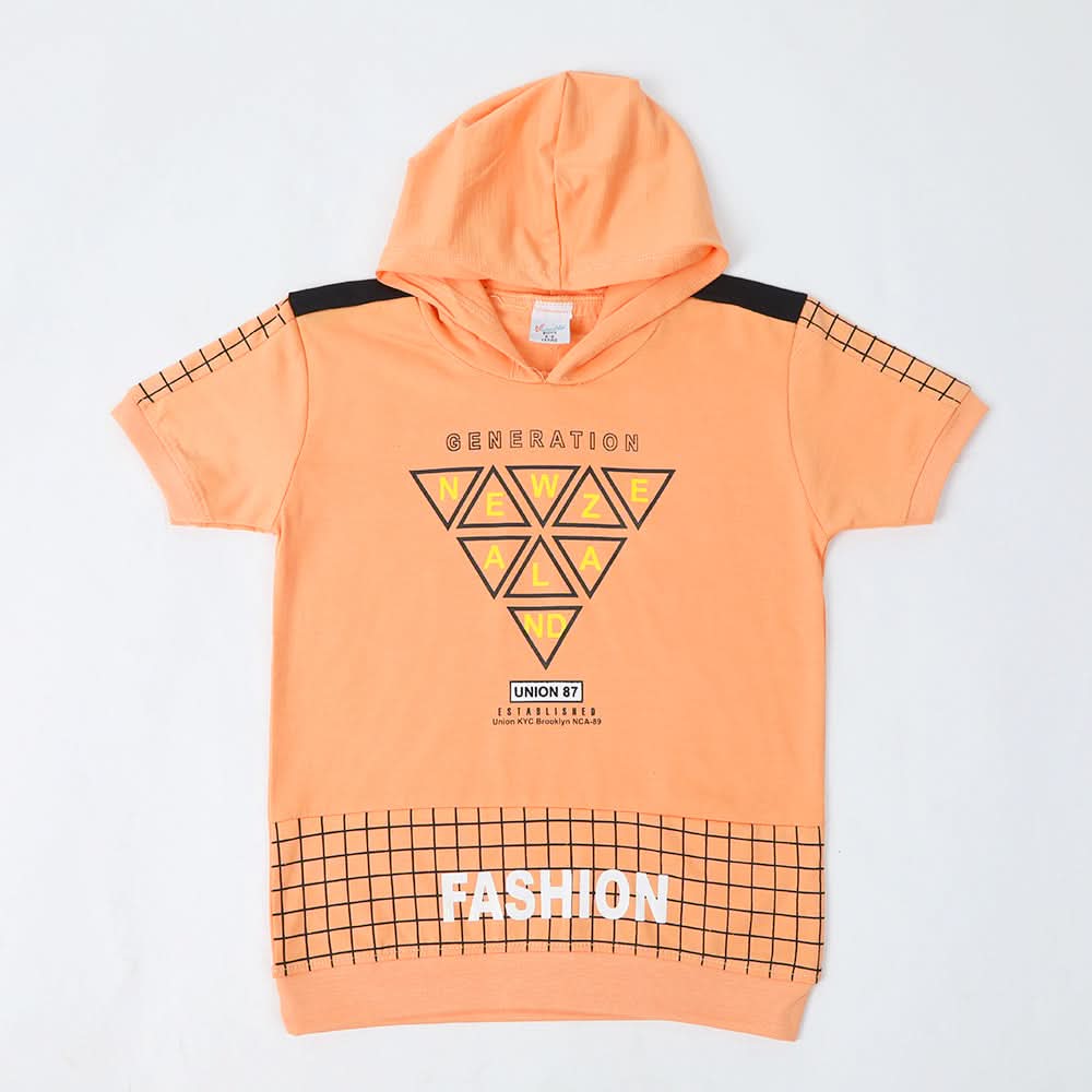 Boys Hooded T-Shirt - Peach, Boys T-Shirts, Chase Value, Chase Value