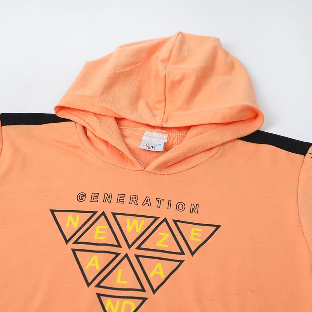 Boys Hooded T-Shirt - Peach, Boys T-Shirts, Chase Value, Chase Value