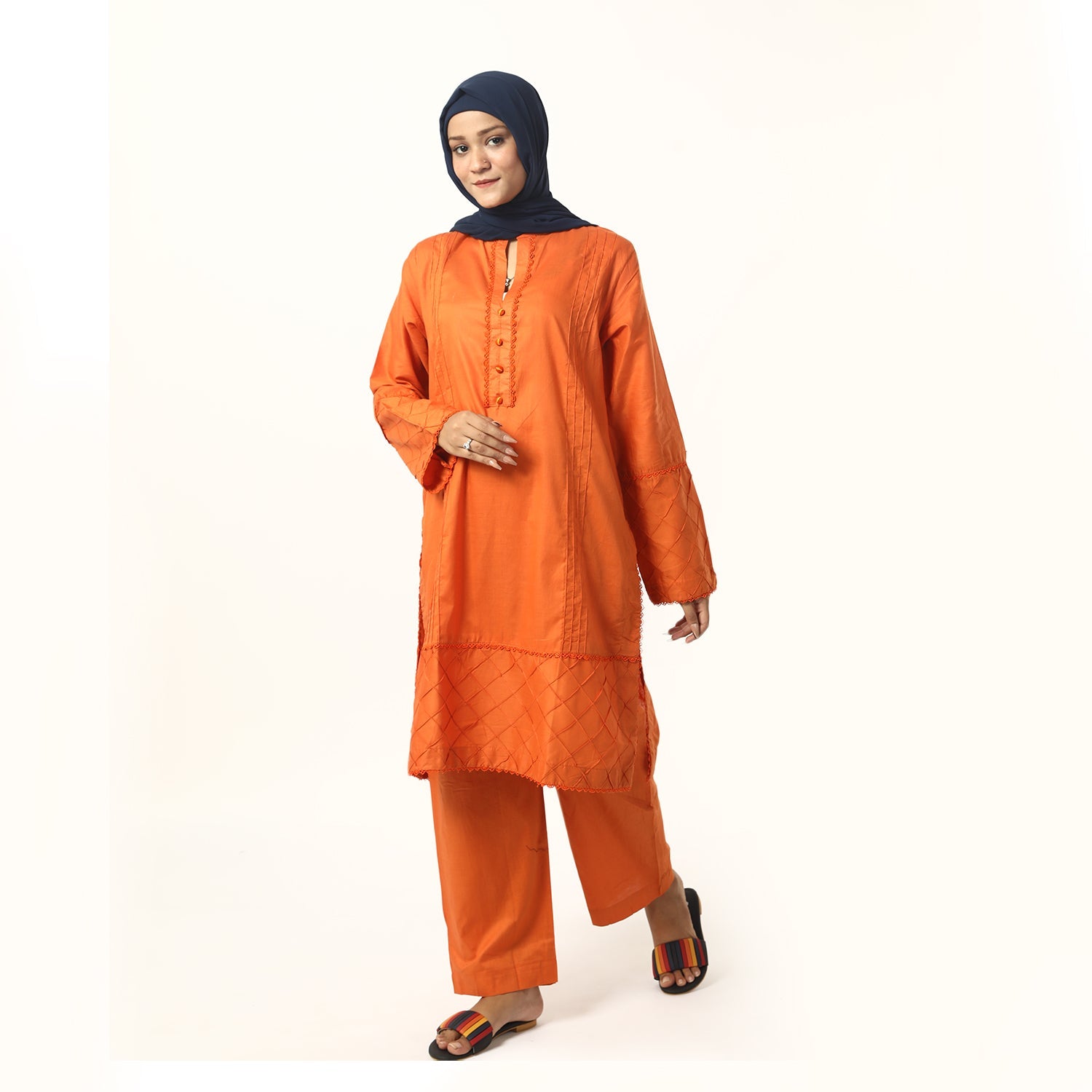 Women's Fancy 2Pcs Suit - Orange, Women Shalwar Suits, Chase Value, Chase Value