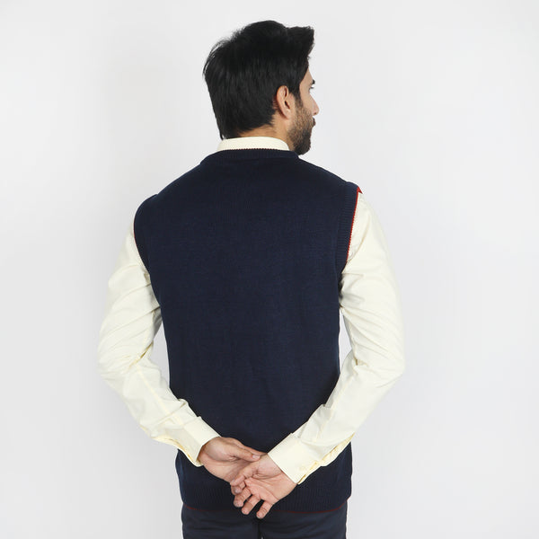 Men's Sleeveless Sweater - Navy Blue