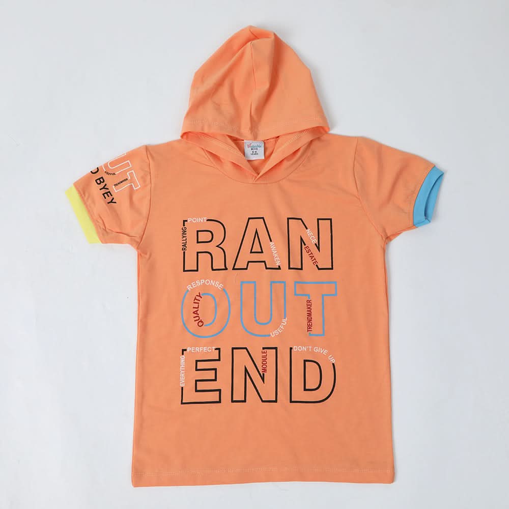 Boys Hooded T-Shirt - Peach, Boys T-Shirts, Chase Value, Chase Value