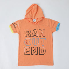 Boys Hooded T-Shirt - Peach, Boys T-Shirts, Chase Value, Chase Value