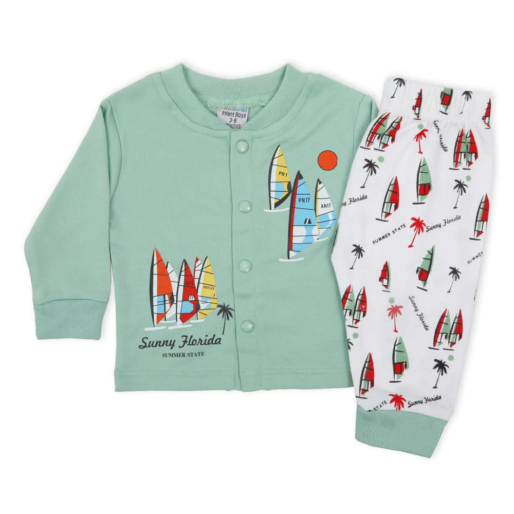 Newborn Boys Full Sleeves 2pcs Suit - Green, Newborn Boys Sets & Suits, Chase Value, Chase Value
