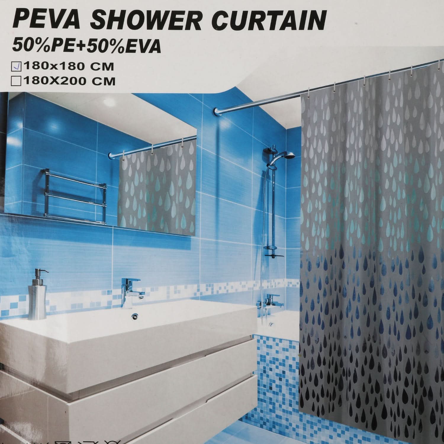 PEVA Shower Curtain  -  Multi Color, Shower Curtain, Chase Value, Chase Value