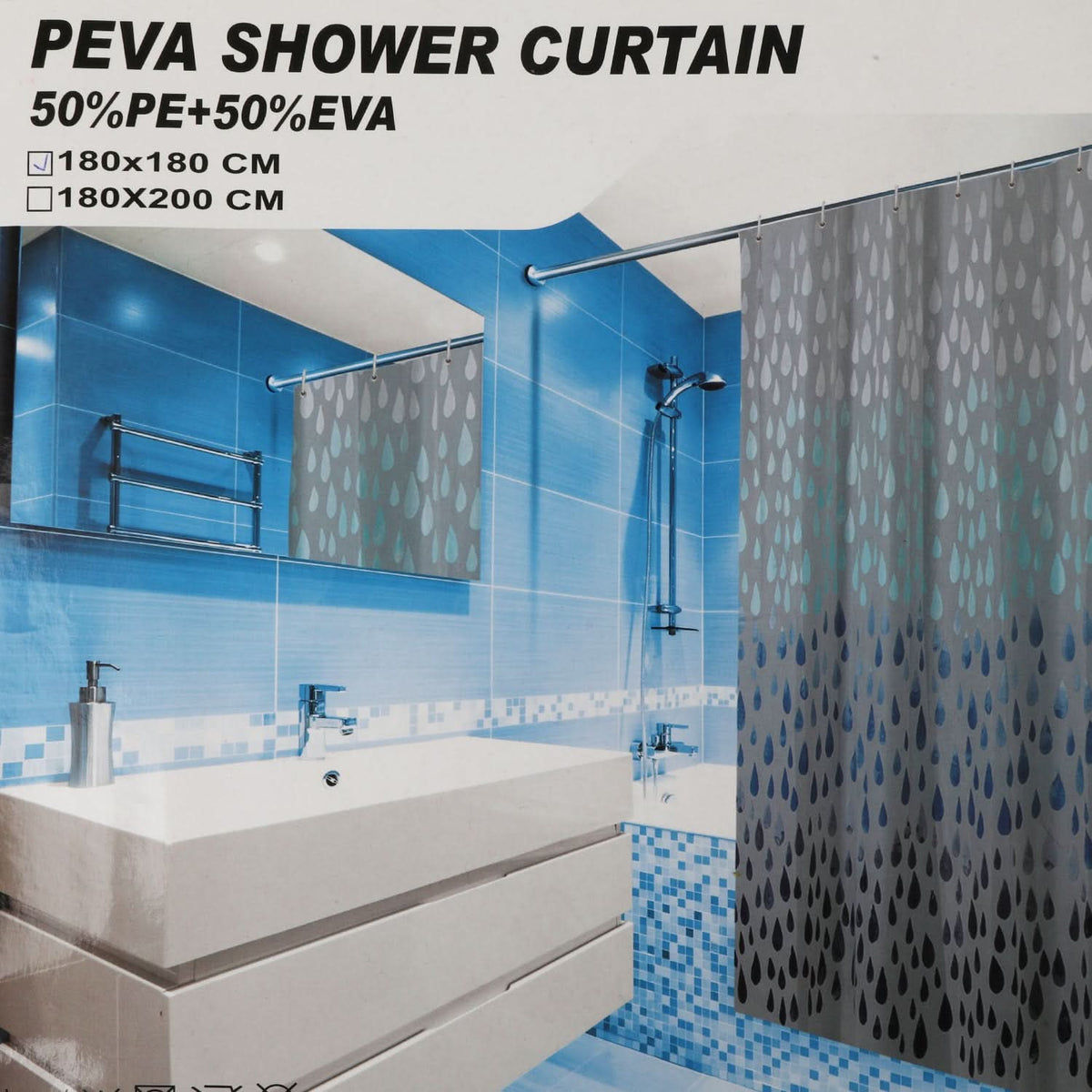 PEVA Shower Curtain  -  Multi Color, Shower Curtain, Chase Value, Chase Value