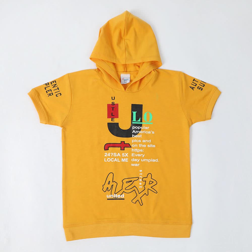 Boys Hooded T-Shirt - Mustard, Boys T-Shirts, Chase Value, Chase Value
