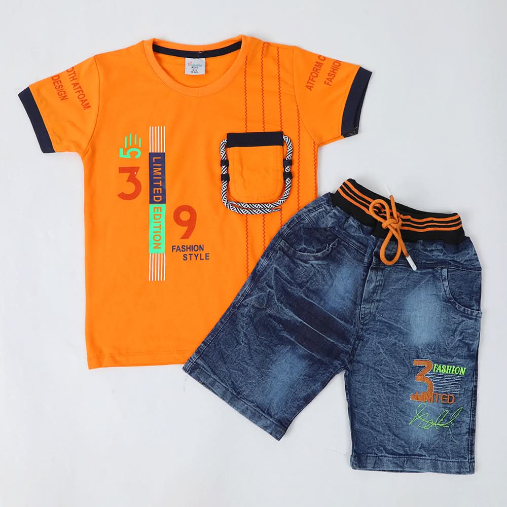 Boys Half Sleeves Suit - Orange, Boys Sets & Suits, Chase Value, Chase Value
