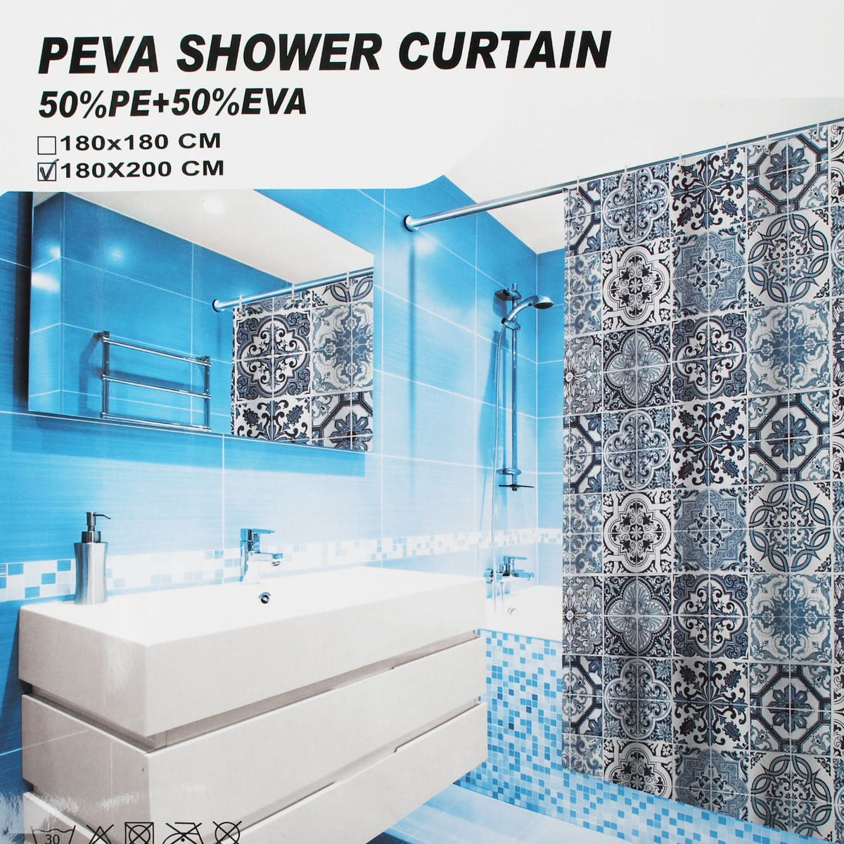 PEVA Shower Curtain  -  Multi Color, Shower Curtain, Chase Value, Chase Value
