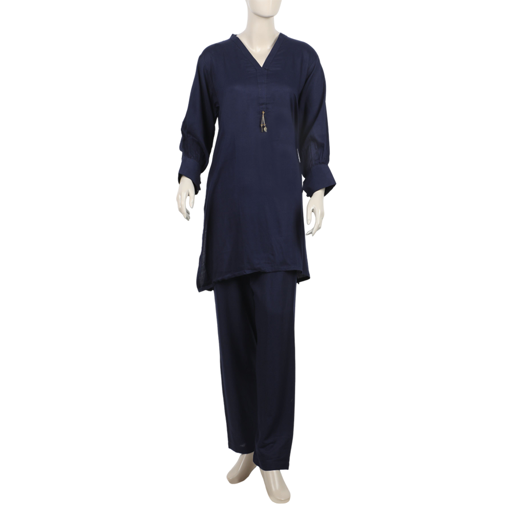 Women's Dyed Solid Co-Ord Set - Navy Blue, Women Co-Ord Set, Chase Value, Chase Value