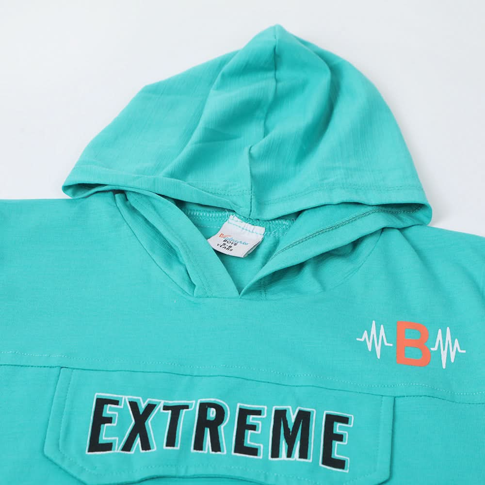 Boys Hooded T-Shirt - Cyan, Boys T-Shirts, Chase Value, Chase Value