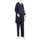 Women's Dyed Solid Co-Ord Set - Navy Blue, Women Co-Ord Set, Chase Value, Chase Value